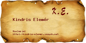 Kindris Elemér névjegykártya